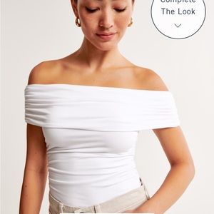 Cotton-Modal Ruched Off the Shoulder top